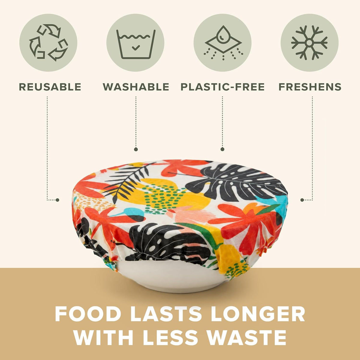 Beeswax Food Wraps (3-Pack S/M/L) – Reusable & Washable Food Storage Wraps, Plastic-Free Alternative for Sandwiches, Produce & Bowls