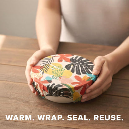 Beeswax Food Wraps (3-Pack S/M/L) – Reusable & Washable Food Storage Wraps, Plastic-Free Alternative for Sandwiches, Produce & Bowls