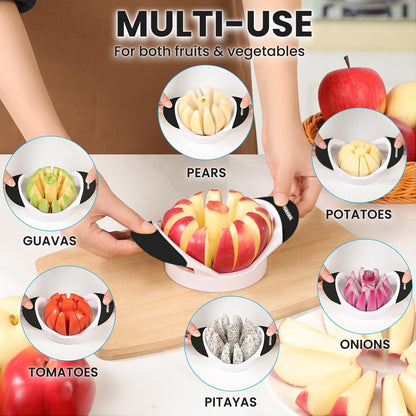 3.5 Inch Apple Slicer with 12 Sharp Blades - Professional Apple Cutter - Stainless Steel Apple Corer - Super Sharp Apple Slicer and Corer - Slice Apple with Ease(Black)