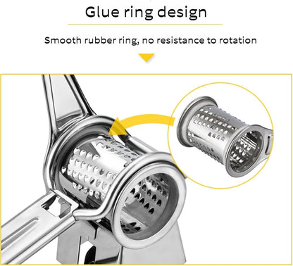Manual Rotary Cheese Grater Stainless Steel Parmesan Grater, Hand Crank Cheese Graters, Cheese Shredder Slicer Handheld for Hard Cheese Chocolate Nuts Kitchen Parmesan