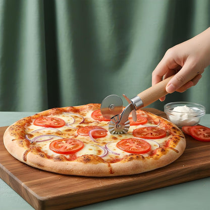 Ravioli Cutter Wheel Fluted Pasta Pastry Cutter Wheel Wooden Handle Pastry Crimper for Pasta Pizza Ravioli Home Kitchen Cookie