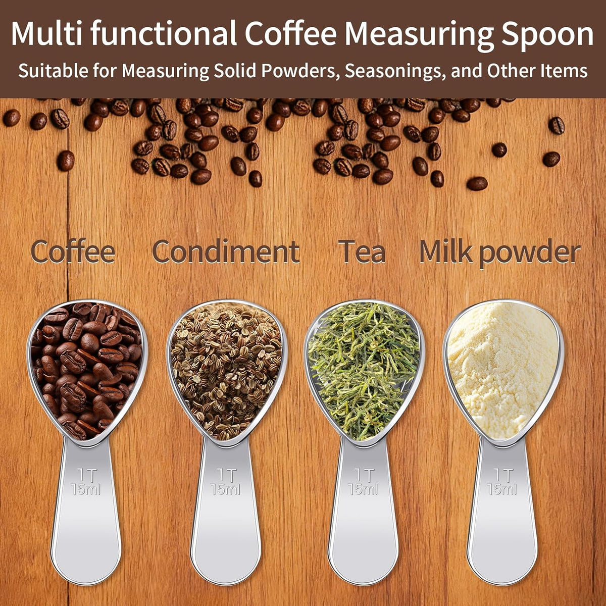 3 Pcs Coffee Scoop,1 Tbsp Coffe Spoons for Tea,Sugar,Flour or Coffe