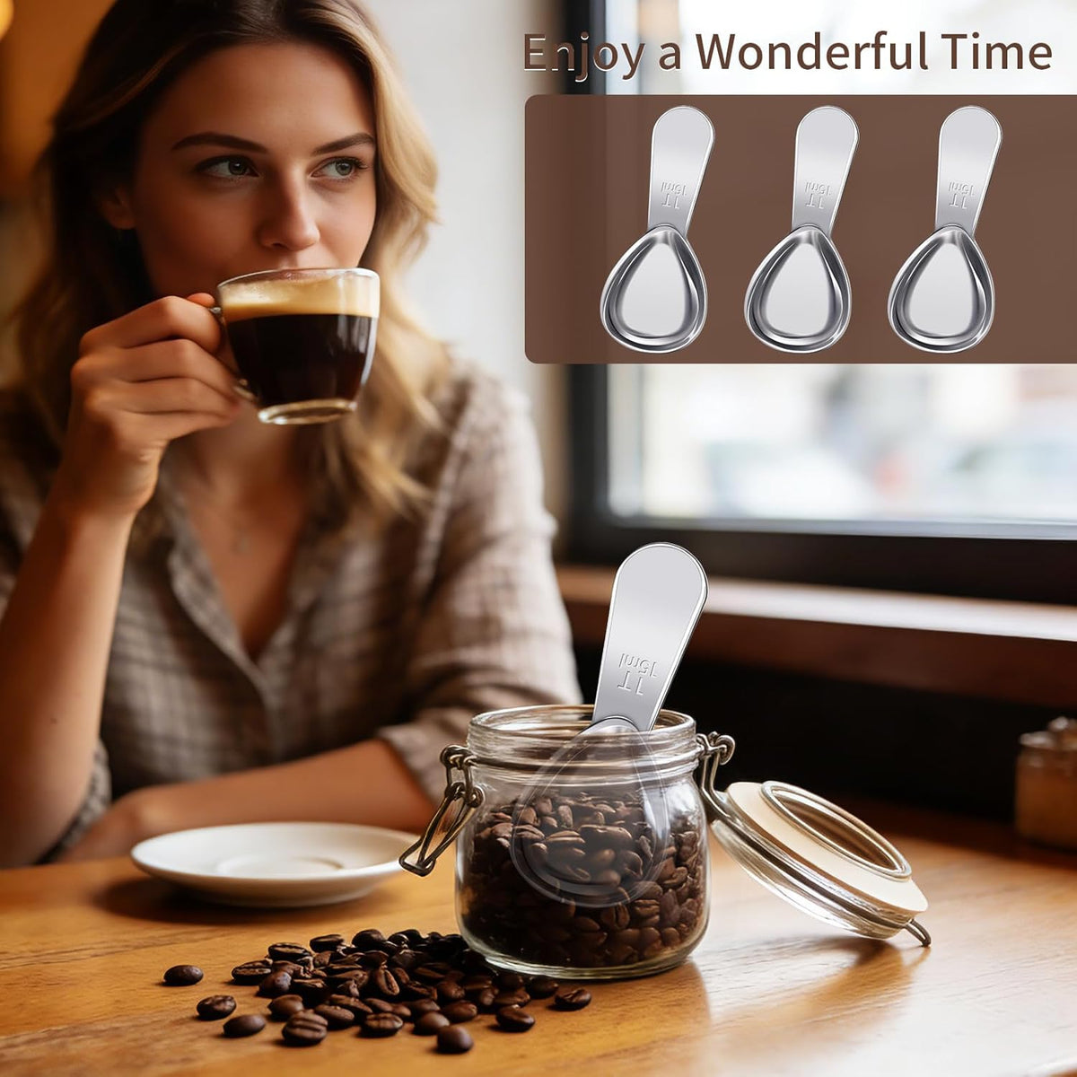 3 Pcs Coffee Scoop,1 Tbsp Coffe Spoons for Tea,Sugar,Flour or Coffe