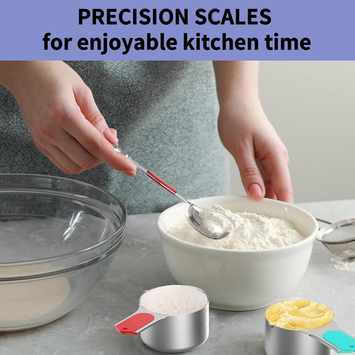Magnetic Stainless Steel Measuring Cups and Spoons Set for Cooking & Baking, 3 Plastic Measuring Cups, 5 Magnetic Measuring Cups, 7 Magnetic Measuring Spoons, 1 Leveler, 1 Measuring Chart