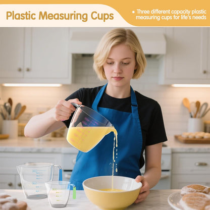 Magnetic Stainless Steel Measuring Cups and Spoons Set for Cooking & Baking, 3 Plastic Measuring Cups, 5 Magnetic Measuring Cups, 7 Magnetic Measuring Spoons, 1 Leveler, 1 Measuring Chart