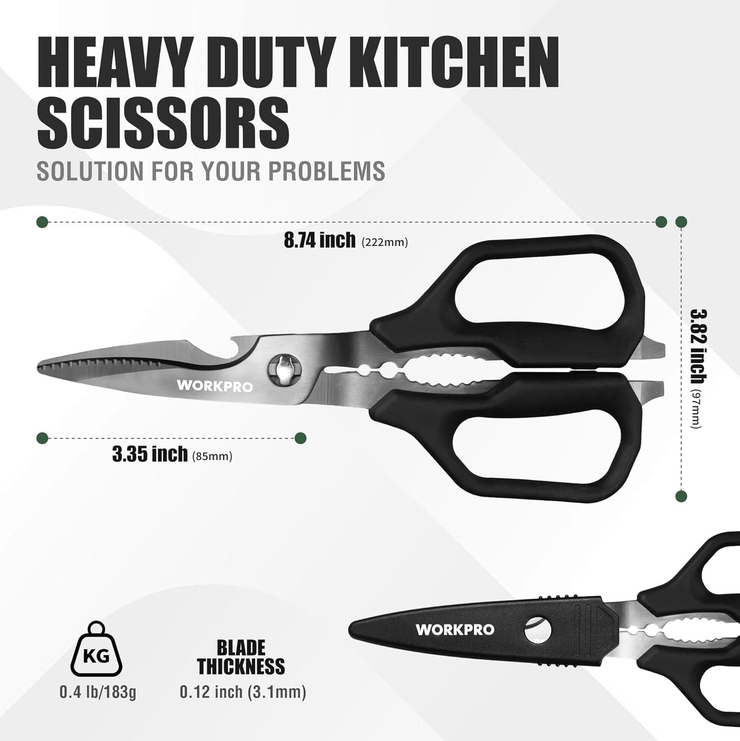 Kitchen Scissors, All Purpose Kitchen Shears with Detachable Stainless Steel Blades, Titanium Coated for Easy Cleaning, Heavy Duty for Meat, Fish, Nuts, Vegetables, Protective Cover Included