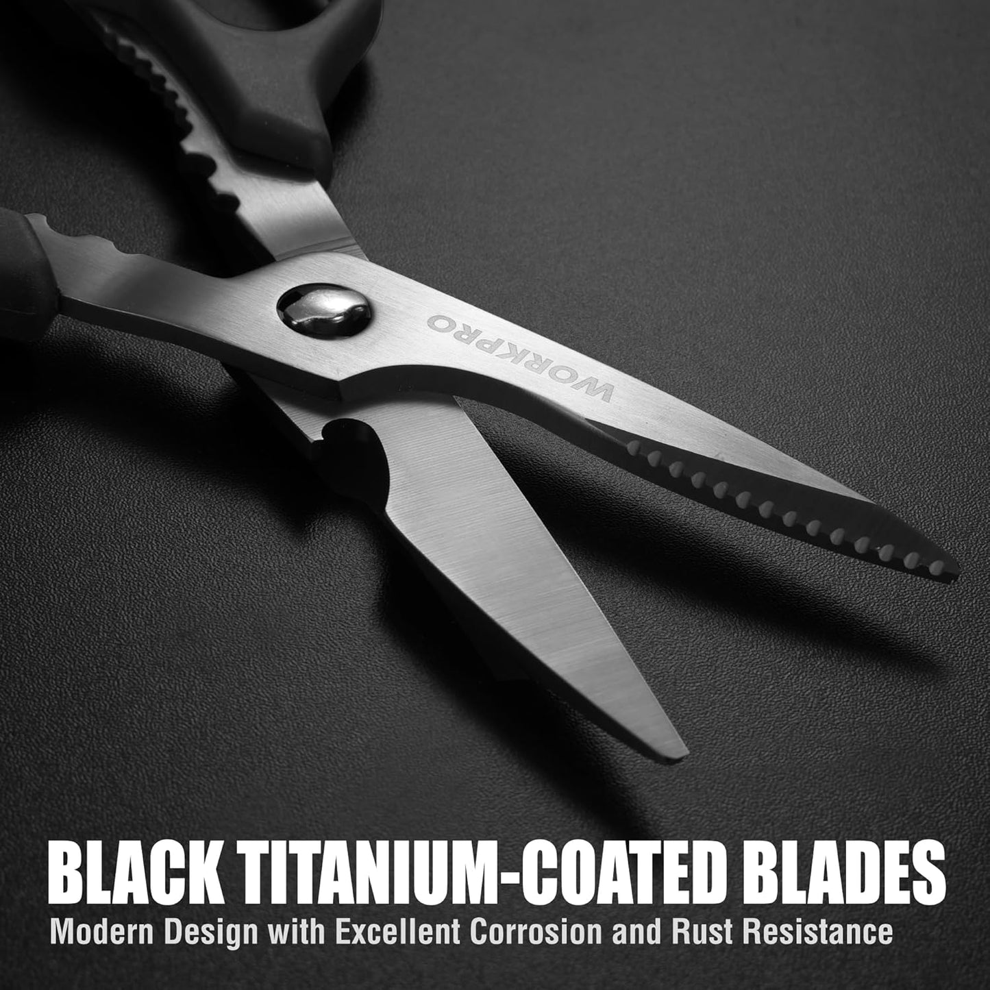Kitchen Scissors, All Purpose Kitchen Shears with Detachable Stainless Steel Blades, Titanium Coated for Easy Cleaning, Heavy Duty for Meat, Fish, Nuts, Vegetables, Protective Cover Included