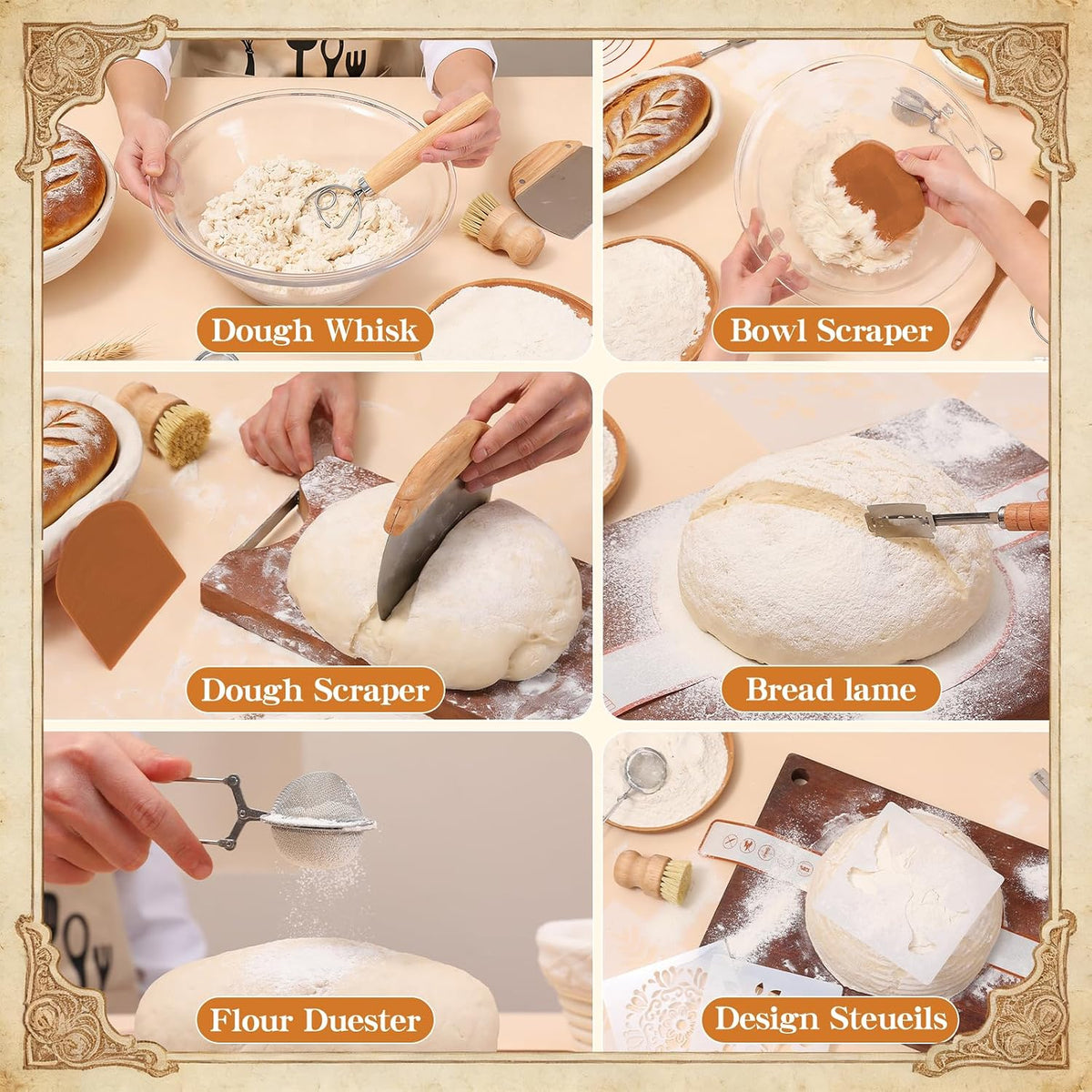Sourdough Starter Kit with Banneton Proofing Basket, Jar and Baking Tools