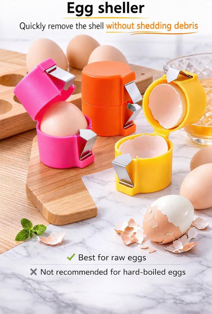 3 PCs Egg Shell Opener Egg Separator for Raw Eggs, Upgraded Stainless Steel Egg Cutter Egg Cracker Tool for Raw Eggs,Quickly Cutting Off raw Eggs for Home Kitchen Use