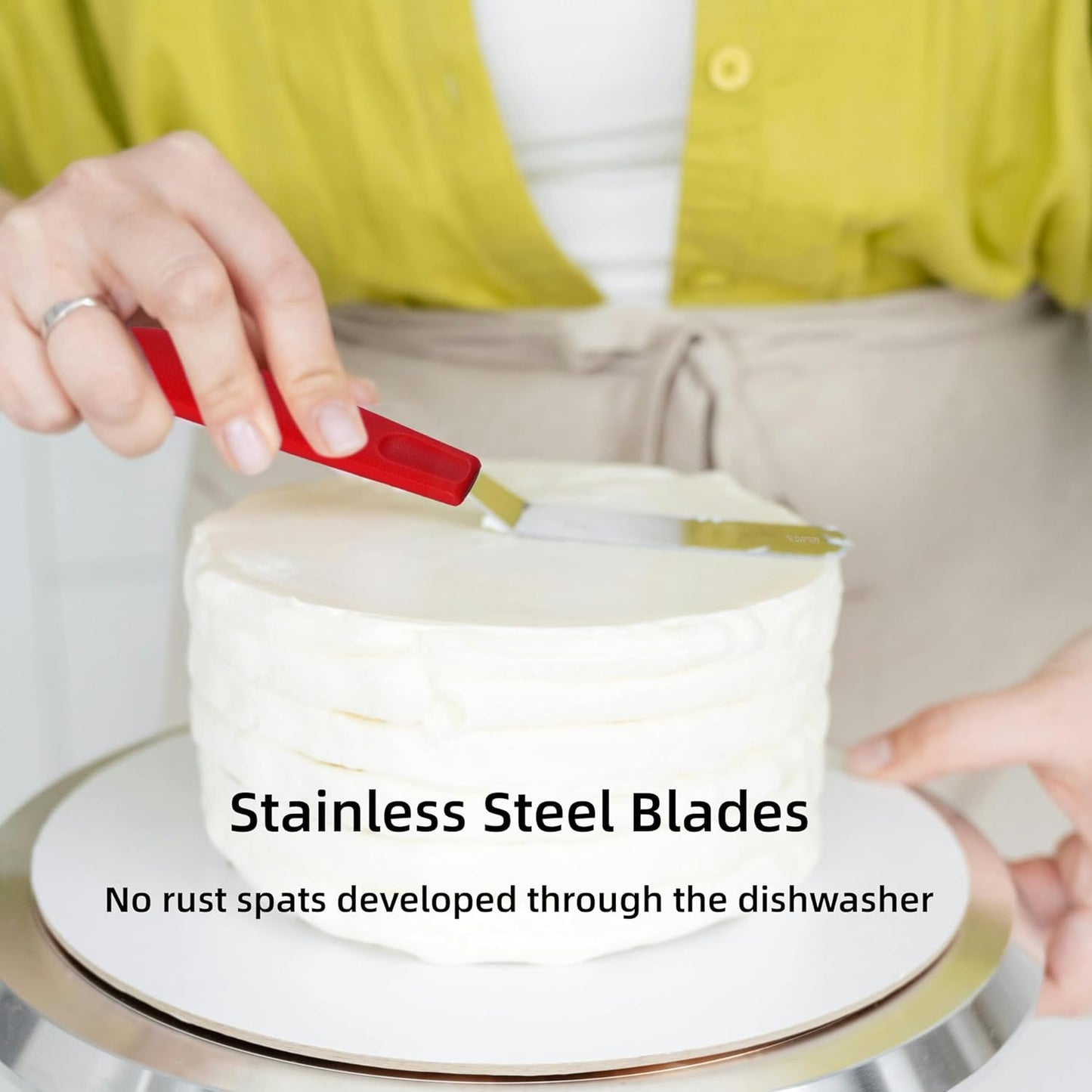 Cake Icing Spatulas with Non-Slip Handle 4 6 Inch Small Offset Palette Knife for icing smoother, Flat Pallet Knives for Baking or Frosting, Stainless Steel Cake Decorating Spatulas Angled Spatula