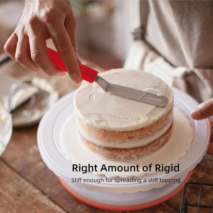 Cake Icing Spatulas with Non-Slip Handle 4 6 Inch Small Offset Palette Knife for icing smoother, Flat Pallet Knives for Baking or Frosting, Stainless Steel Cake Decorating Spatulas Angled Spatula