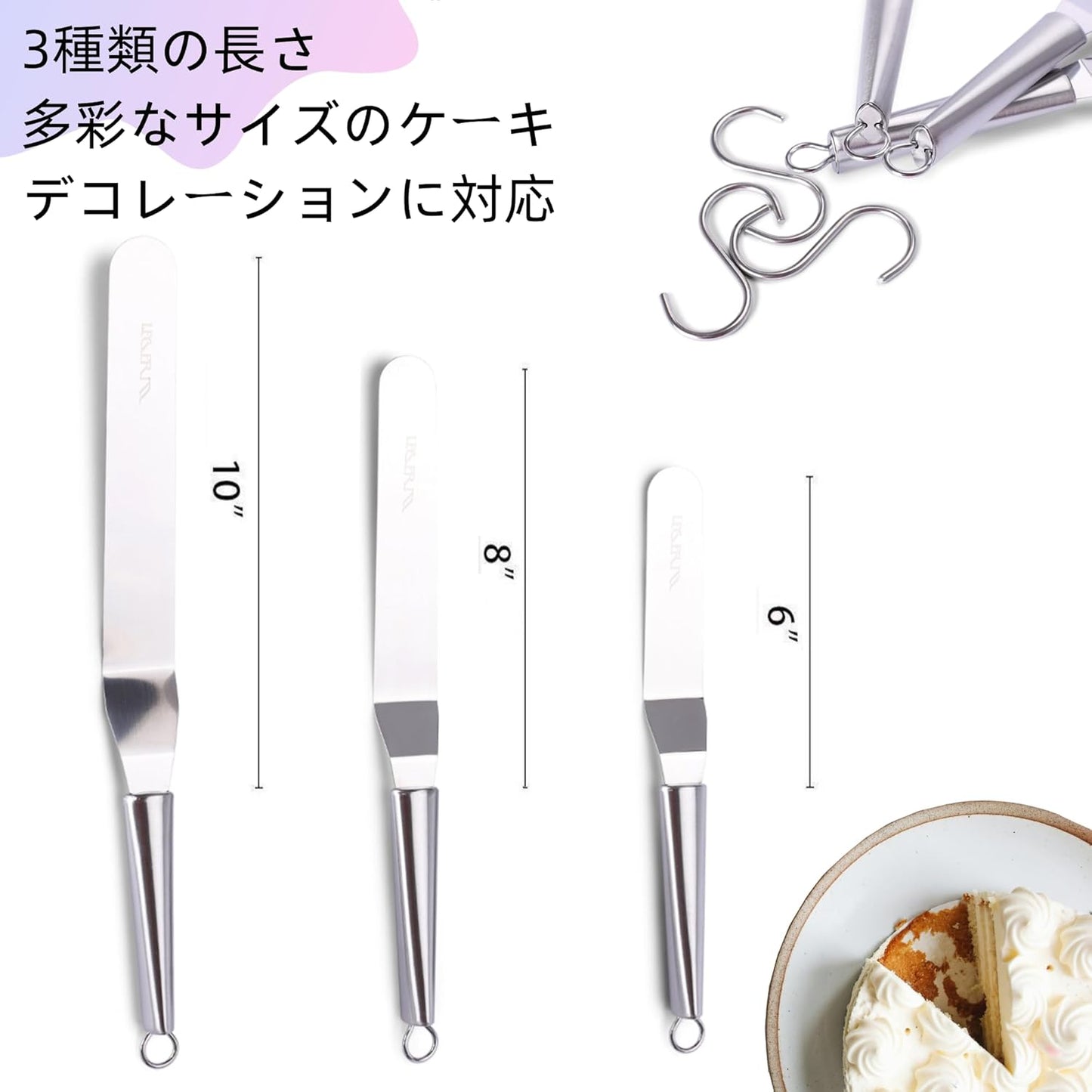 Cake Icing Spatulas with Non-Slip Handle 4 6 Inch Small Offset Palette Knife for icing smoother, Flat Pallet Knives for Baking or Frosting, Stainless Steel Cake Decorating Spatulas Angled Spatula