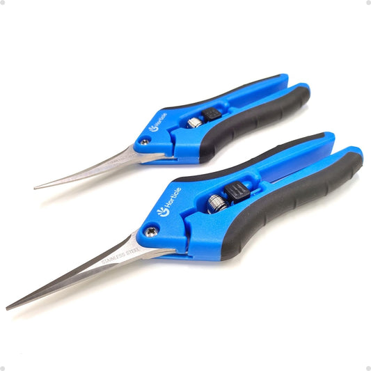 2-Pack of 6.5" Garden Scissors Pruning Shears for Detailed Gardening Work | Ultra-Sharp Stainless Steel Precision Trimming Snips – Micro-Tip Straight & Curved Blades for Flowers & Delicate Plant Care