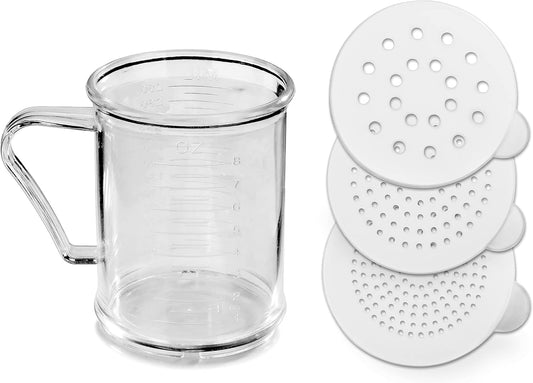 22513 Polycarbonate Plastic Dredge Shaker with 3 Snap-on Lids, Seasoning Sugar Spice Pepper Shaker, 10 OZ
