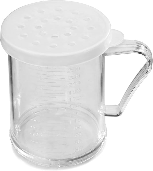 22513 Polycarbonate Plastic Dredge Shaker with 3 Snap-on Lids, Seasoning Sugar Spice Pepper Shaker, 10 OZ