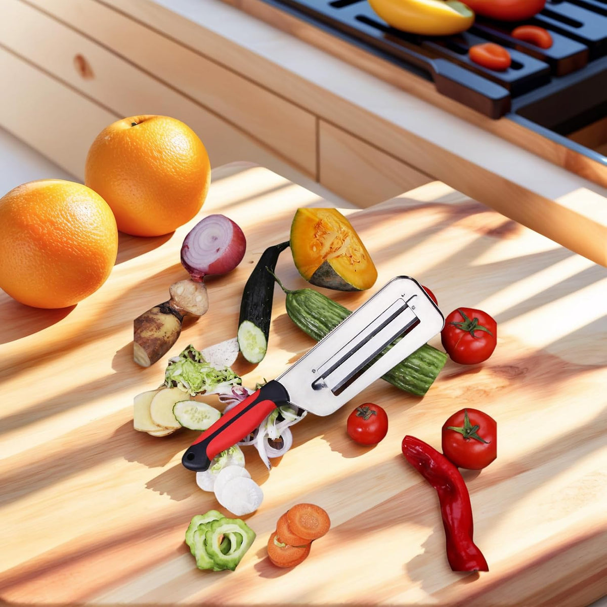Multifunctional Vegetable Cutter,Stainless Steel Dual Blade Julienne Cutter,Stainless Steel Shredder Slicer,Multifunctional Food Chopper Cutter for Onion, Potato, Tomato, Veggie