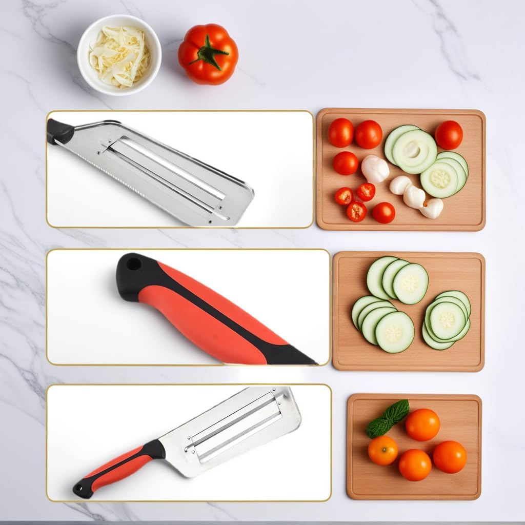 Multifunctional Vegetable Cutter,Stainless Steel Dual Blade Julienne Cutter,Stainless Steel Shredder Slicer,Multifunctional Food Chopper Cutter for Onion, Potato, Tomato, Veggie
