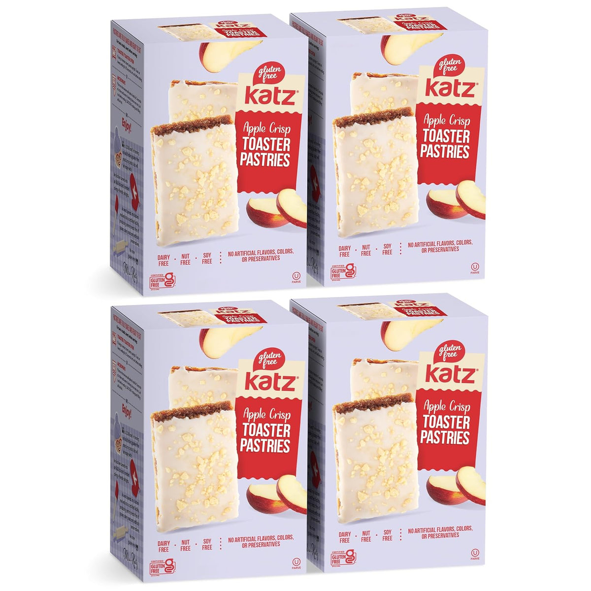Apple Crisp Toaster Pastries.Healthy Snacks for adulte & Kids. Free of Dairy, Peanuts, Tree Nuts, and Sesame, No Artificial Color. Kosher Snacks 8oz (4pk)