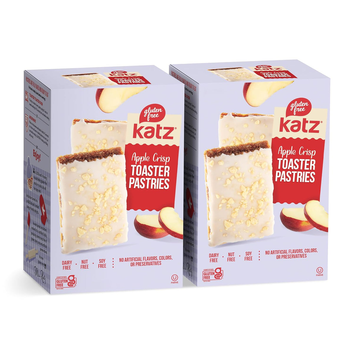 Apple Crisp Toaster Pastries.Healthy Snacks for adulte & Kids. Free of Dairy, Peanuts, Tree Nuts, and Sesame, No Artificial Color. Kosher Snacks 8oz (4pk)