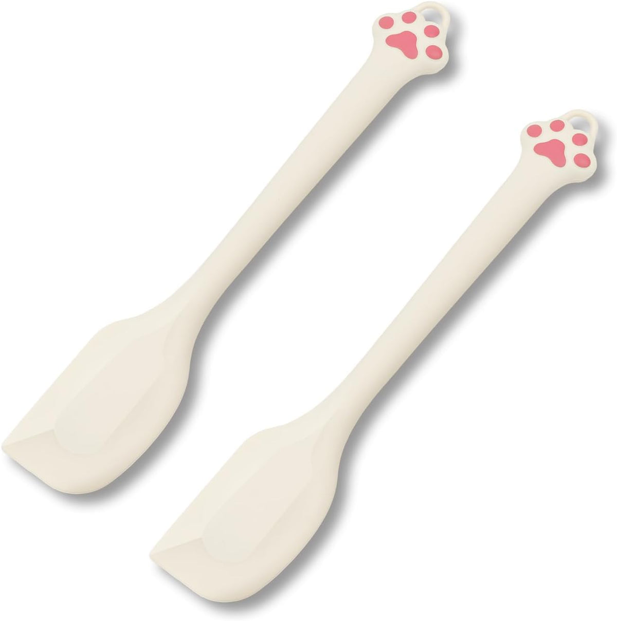 Cute Cat Paw Silicone Spatula Set - High Heat Resistant Rubber Scraper for Baking & Cooking, BPA-Free Non-Stick Kitchen Utensils, Adorable Cat Lover Gifts(8.5 Inch, Cream)