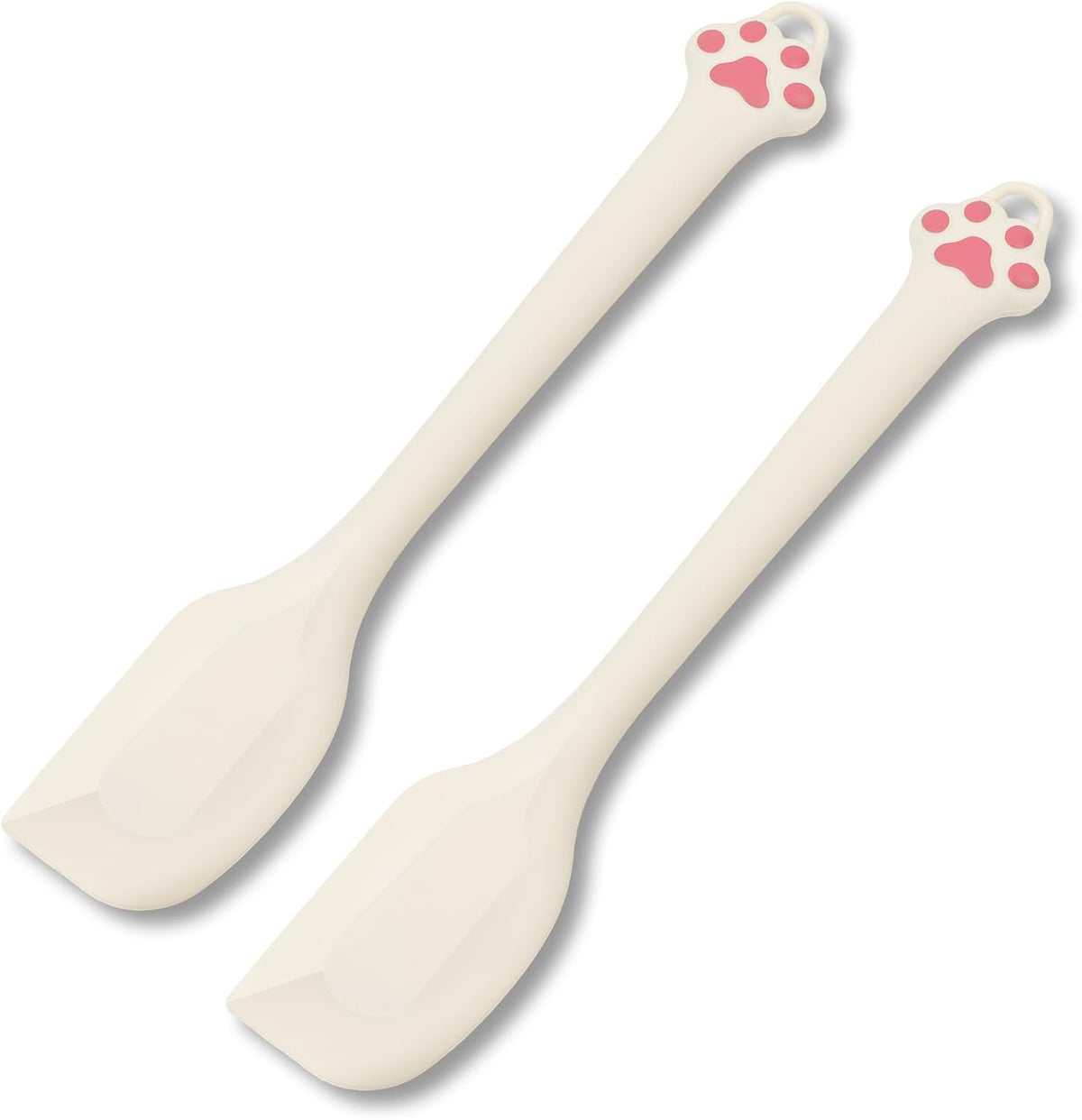 Cute Cat Paw Silicone Spatula Set - High Heat Resistant Rubber Scraper for Baking & Cooking, BPA-Free Non-Stick Kitchen Utensils, Adorable Cat Lover Gifts(8.5 Inch, Cream)