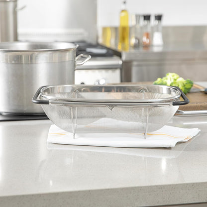 Colander 1 Count 5.5 qt Dishwasher-Safe Stainless Steel Coarse Mesh Colander with Over-The-Sink Expandable Handles Kitchen Strainer Basket for Pasta, Fruits, and Vegetables
