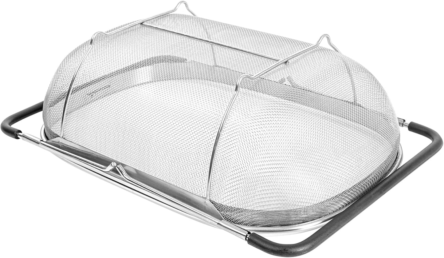 Colander 1 Count 5.5 qt Dishwasher-Safe Stainless Steel Coarse Mesh Colander with Over-The-Sink Expandable Handles Kitchen Strainer Basket for Pasta, Fruits, and Vegetables
