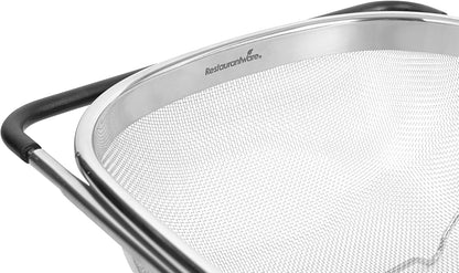 Colander 1 Count 5.5 qt Dishwasher-Safe Stainless Steel Coarse Mesh Colander with Over-The-Sink Expandable Handles Kitchen Strainer Basket for Pasta, Fruits, and Vegetables