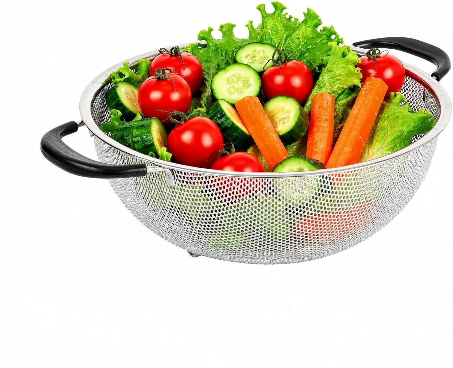 Colander 1 Count 5.5 qt Dishwasher-Safe Stainless Steel Coarse Mesh Colander with Over-The-Sink Expandable Handles Kitchen Strainer Basket for Pasta, Fruits, and Vegetables