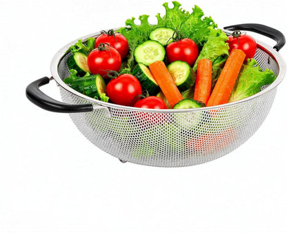 Colander 1 Count 5.5 qt Dishwasher-Safe Stainless Steel Coarse Mesh Colander with Over-The-Sink Expandable Handles Kitchen Strainer Basket for Pasta, Fruits, and Vegetables