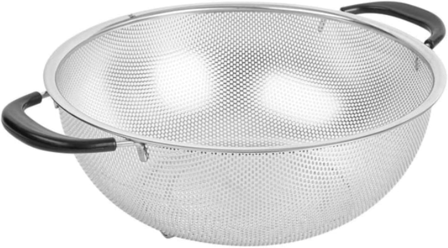 Colander 1 Count 5.5 qt Dishwasher-Safe Stainless Steel Coarse Mesh Colander with Over-The-Sink Expandable Handles Kitchen Strainer Basket for Pasta, Fruits, and Vegetables