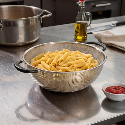 Colander 1 Count 5.5 qt Dishwasher-Safe Stainless Steel Coarse Mesh Colander with Over-The-Sink Expandable Handles Kitchen Strainer Basket for Pasta, Fruits, and Vegetables