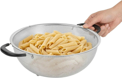 Colander 1 Count 5.5 qt Dishwasher-Safe Stainless Steel Coarse Mesh Colander with Over-The-Sink Expandable Handles Kitchen Strainer Basket for Pasta, Fruits, and Vegetables