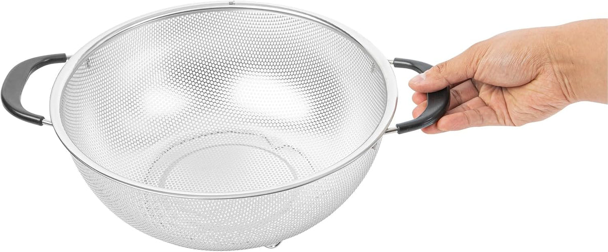 Colander 1 Count 5.5 qt Dishwasher-Safe Stainless Steel Coarse Mesh Colander with Over-The-Sink Expandable Handles Kitchen Strainer Basket for Pasta, Fruits, and Vegetables