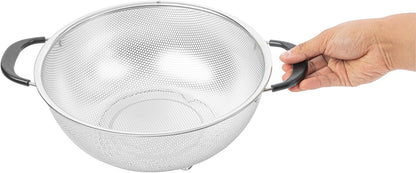 Colander 1 Count 5.5 qt Dishwasher-Safe Stainless Steel Coarse Mesh Colander with Over-The-Sink Expandable Handles Kitchen Strainer Basket for Pasta, Fruits, and Vegetables