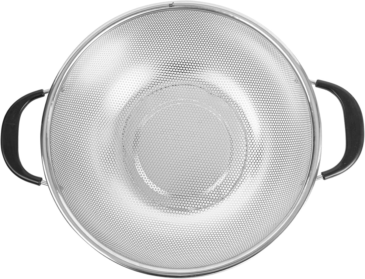 Colander 1 Count 5.5 qt Dishwasher-Safe Stainless Steel Coarse Mesh Colander with Over-The-Sink Expandable Handles Kitchen Strainer Basket for Pasta, Fruits, and Vegetables
