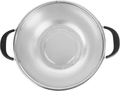 Colander 1 Count 5.5 qt Dishwasher-Safe Stainless Steel Coarse Mesh Colander with Over-The-Sink Expandable Handles Kitchen Strainer Basket for Pasta, Fruits, and Vegetables
