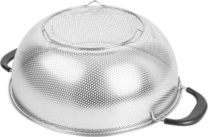 Colander 1 Count 5.5 qt Dishwasher-Safe Stainless Steel Coarse Mesh Colander with Over-The-Sink Expandable Handles Kitchen Strainer Basket for Pasta, Fruits, and Vegetables