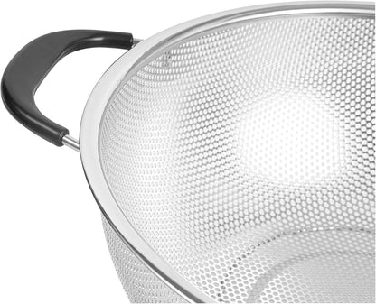Colander 1 Count 5.5 qt Dishwasher-Safe Stainless Steel Coarse Mesh Colander with Over-The-Sink Expandable Handles Kitchen Strainer Basket for Pasta, Fruits, and Vegetables