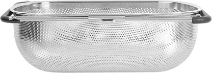 Colander 1 Count 5.5 qt Dishwasher-Safe Stainless Steel Coarse Mesh Colander with Over-The-Sink Expandable Handles Kitchen Strainer Basket for Pasta, Fruits, and Vegetables