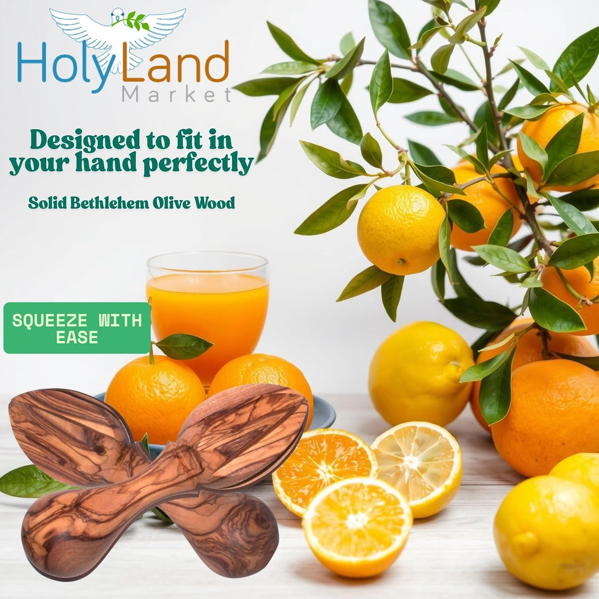 Olive Wood Lemon Juicer/Citrus Reamer - Handcrafted from Bethlehem, 5.5 in, Asfour Outlet