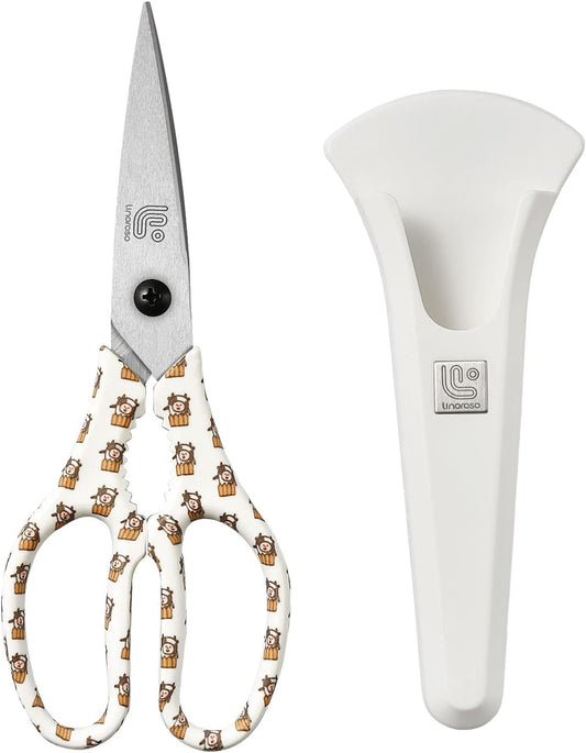 Kitchen Scissors Heavy Duty Kitchen Shears with Magnetic Holder Made with Japanese Steel 4034, Multipurpose Ultra Sharp Cooking Scissors for Meat/Vegetables/BBQ/Herbs/Pizza (Graphic,Cow)