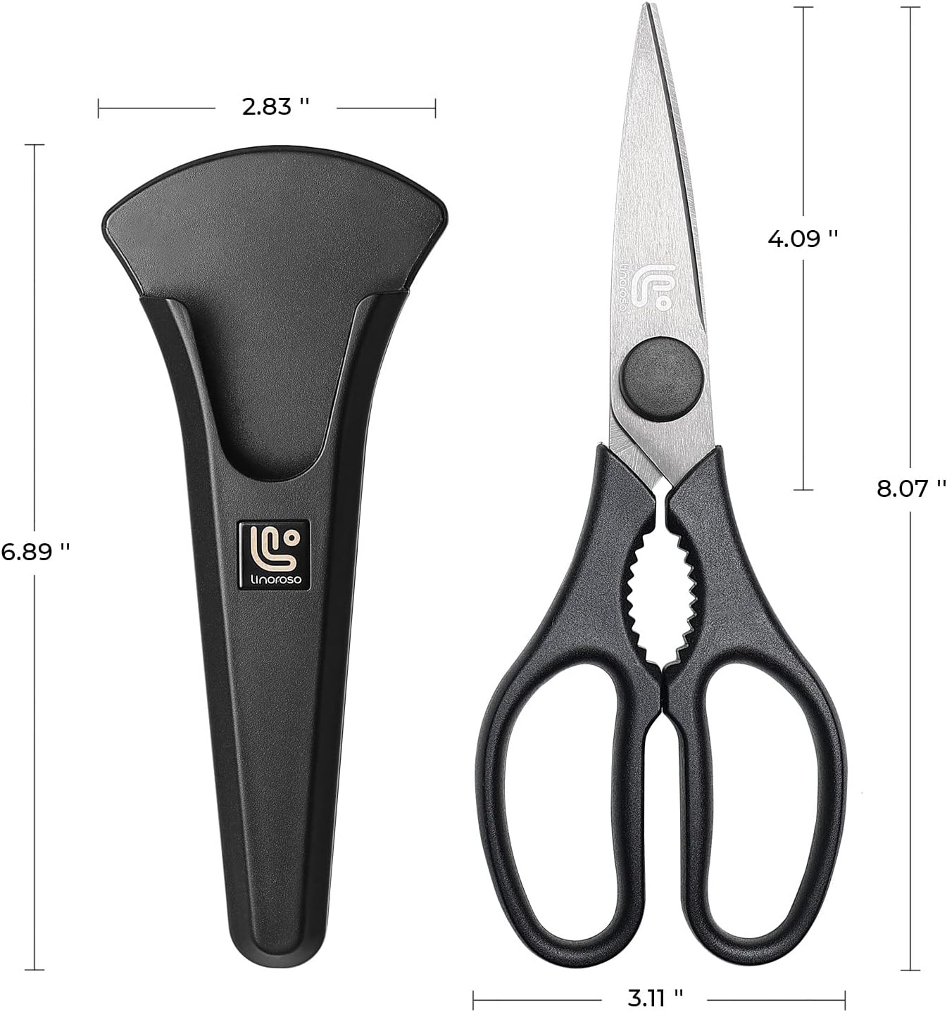 Kitchen Scissors Heavy Duty Kitchen Shears with Magnetic Holder Made with Japanese Steel 4034, Multipurpose Ultra Sharp Cooking Scissors for Meat/Vegetables/BBQ/Herbs/Pizza (Graphic,Cow)