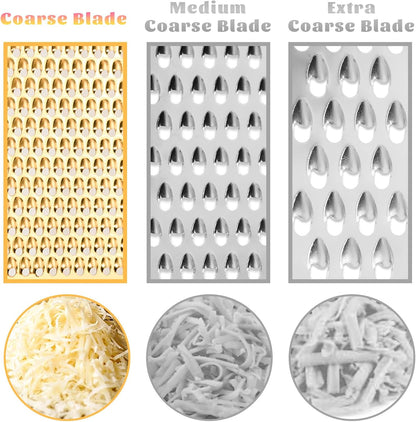 Professional Cheese Grater, Gold Stainless Steel Cheese Grater Handheld, Grater Hand Crank, Practical Kitchen Gadgets, Graters for Cheese, Chocolate, Spices (Medium Coarse)