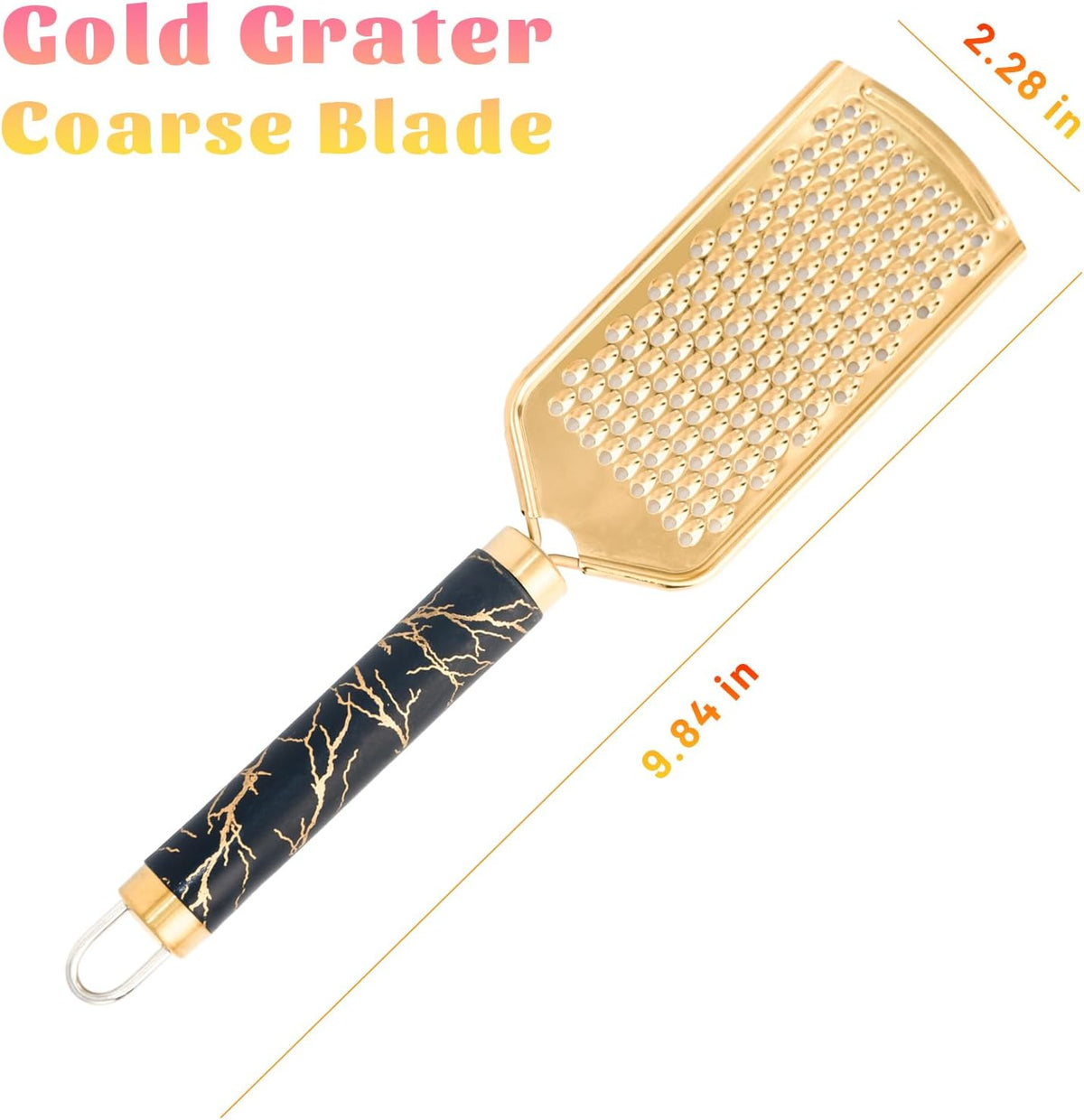 Professional Cheese Grater, Gold Stainless Steel Cheese Grater Handheld, Grater Hand Crank, Practical Kitchen Gadgets, Graters for Cheese, Chocolate, Spices (Medium Coarse)