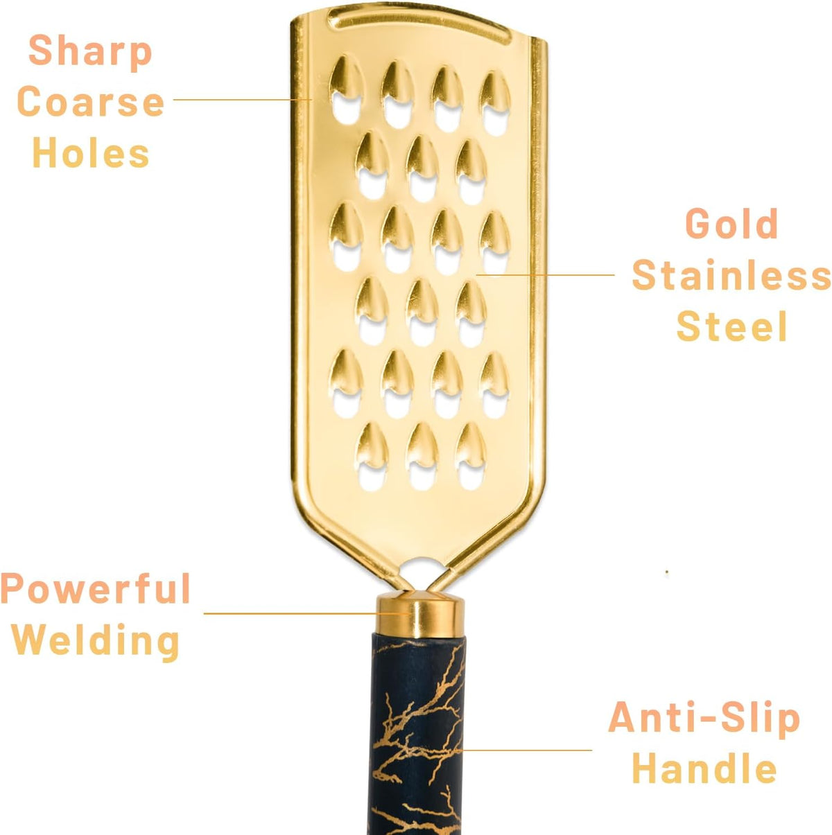 Professional Cheese Grater, Gold Stainless Steel Cheese Grater Handheld, Grater Hand Crank, Practical Kitchen Gadgets, Graters for Cheese, Chocolate, Spices (Medium Coarse)