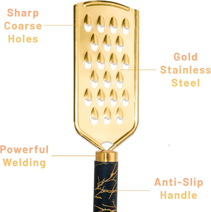 Professional Cheese Grater, Gold Stainless Steel Cheese Grater Handheld, Grater Hand Crank, Practical Kitchen Gadgets, Graters for Cheese, Chocolate, Spices (Medium Coarse)