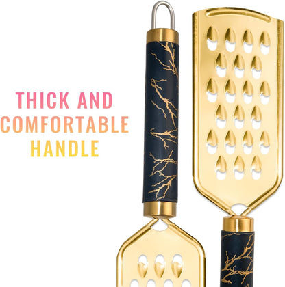 Professional Cheese Grater, Gold Stainless Steel Cheese Grater Handheld, Grater Hand Crank, Practical Kitchen Gadgets, Graters for Cheese, Chocolate, Spices (Medium Coarse)