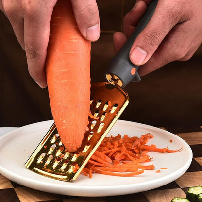 Professional Cheese Grater, Gold Stainless Steel Cheese Grater Handheld, Grater Hand Crank, Practical Kitchen Gadgets, Graters for Cheese, Chocolate, Spices (Medium Coarse)