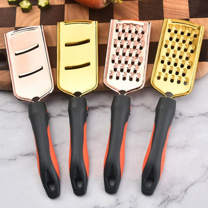 Professional Cheese Grater, Gold Stainless Steel Cheese Grater Handheld, Grater Hand Crank, Practical Kitchen Gadgets, Graters for Cheese, Chocolate, Spices (Medium Coarse)
